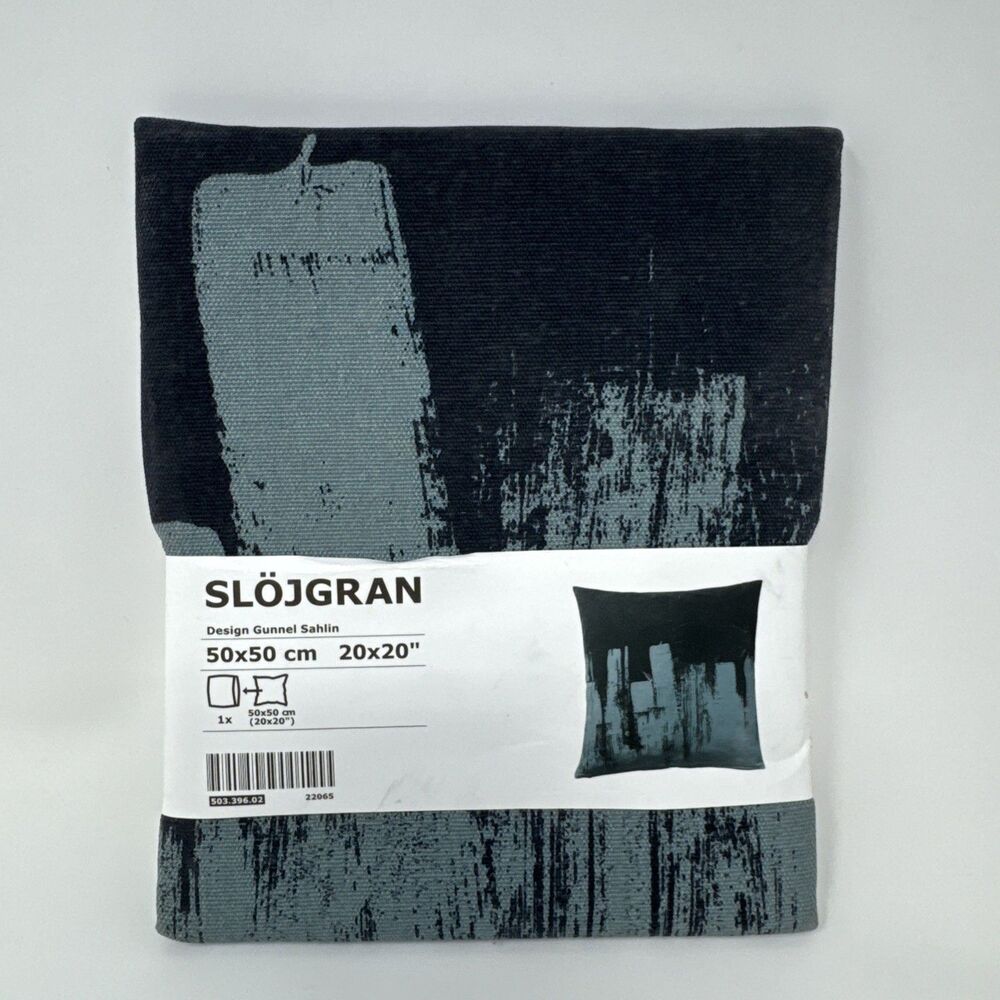 NEW Ikea Slogran 20x20 Pillow Sham Navy Gunnel Sahlin Modern Cotton Stripe